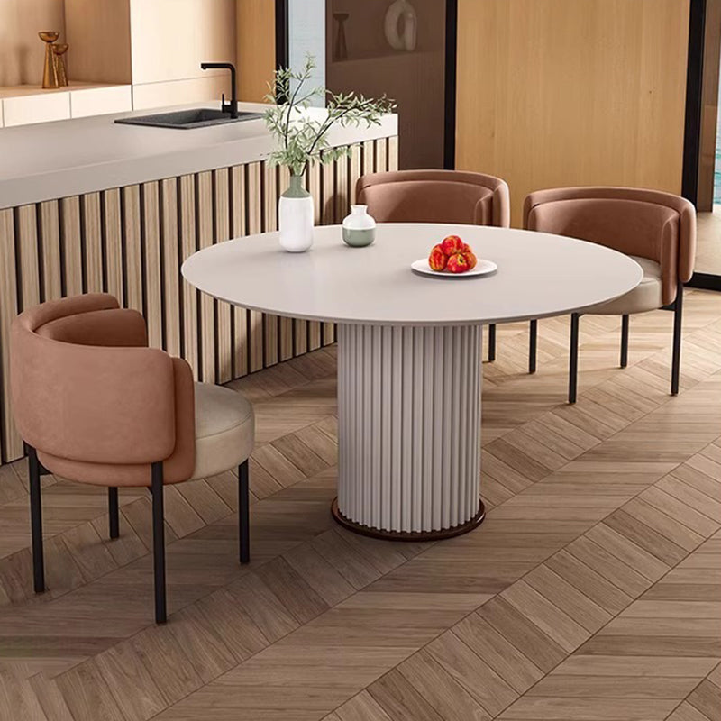 Contemporary Scandinavian Matte Velvet Carbon Steel Round Vanity Stool With Backrest For Bedroom