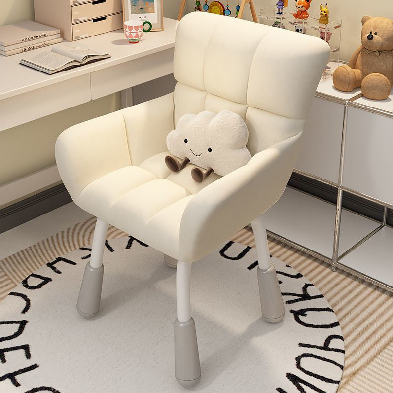 Contemporary Scandinavian Velvet PU Leather Steel Trapezoidal Square Desk Chair With Backrest For Home Office