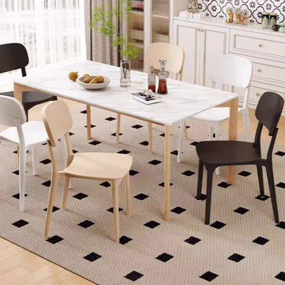 Modern Minimalist Plastic Square Oval Dining Chair With Backrest For Dining Room