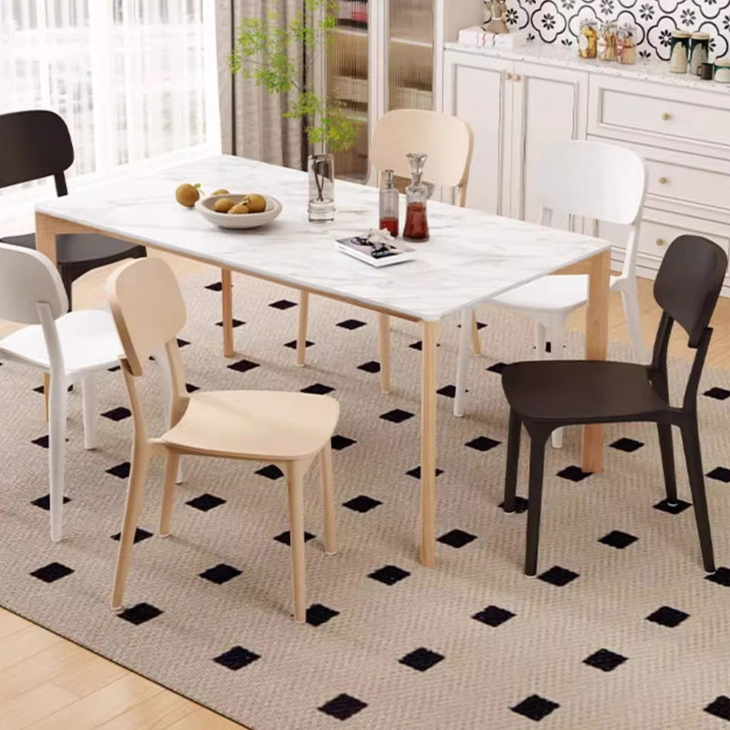 Modern Minimalist Plastic Square Oval Dining Chair With Backrest For Dining Room