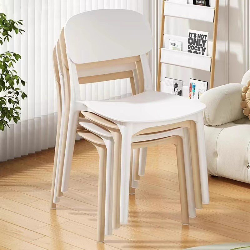 Modern Minimalist Plastic Square Oval Dining Chair With Backrest For Dining Room