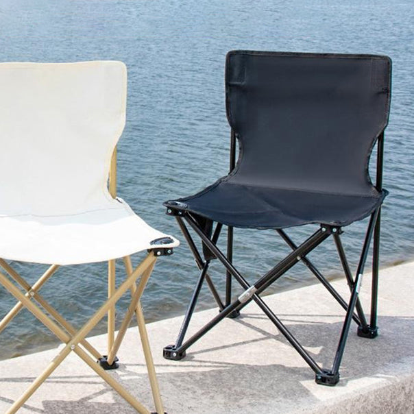 Zeitgenössischer skandinavischer Oxford-Stoff Stahl X-förmiger faltbarer Outdoor-Stuhl mit Rückenlehne für Camping & Strand 