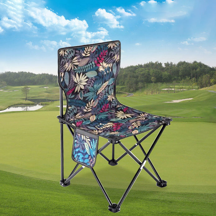 Contemporary Scandinavian Oxford Fabric Steel X-Shaped Folding Outdoor Chair With Backrest For Camping & Beach