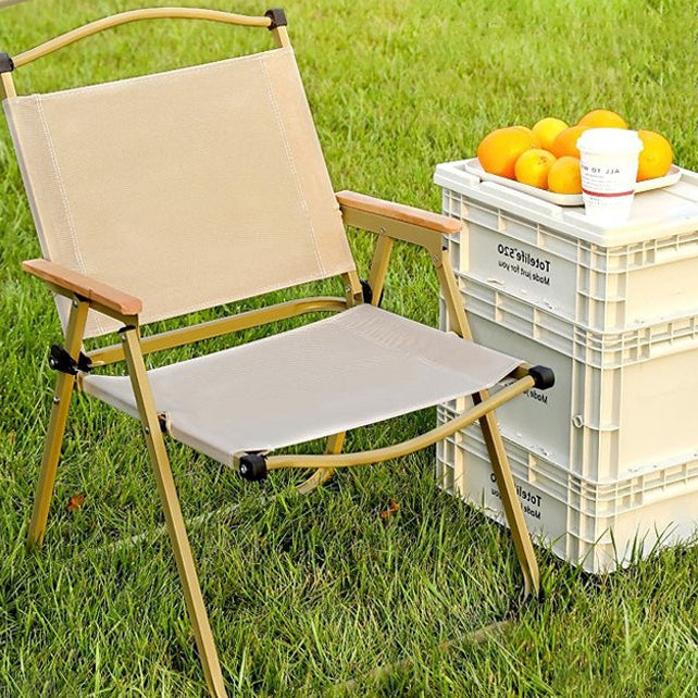 Zeitgenössischer skandinavischer Oxford-Stoff Stahl X-förmiger faltbarer Outdoor-Stuhl mit Rückenlehne für Camping & Strand 