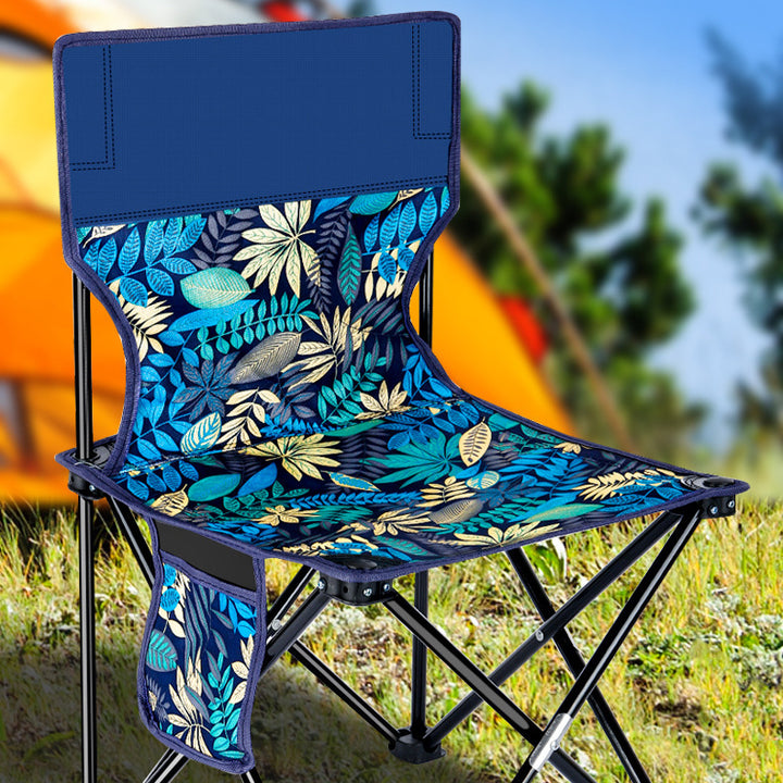 Zeitgenössischer skandinavischer Oxford-Stoff Stahl X-förmiger faltbarer Outdoor-Stuhl mit Rückenlehne für Camping & Strand 