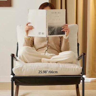 Contemporary Scandinavian Corduroy Metal Solid Wood Curved Square Rocking Chair With Backrest Armrests For Living Room