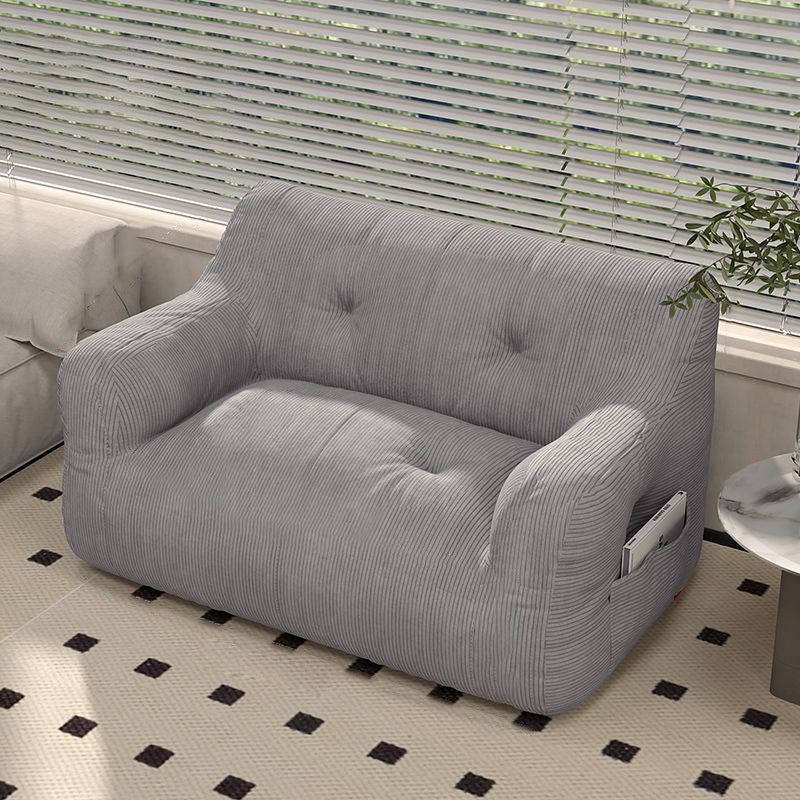 Contemporary Scandinavian Corduroy Rectangular Sofa 2-Seater With Armrest &amp; Backrest For Living Room