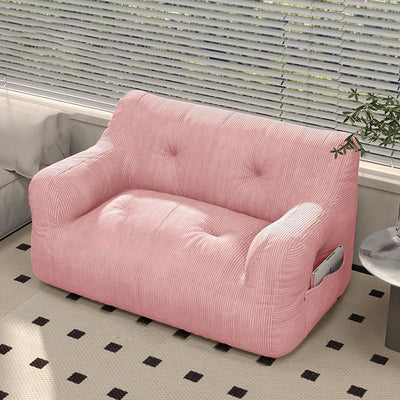 Contemporary Scandinavian Corduroy Rectangular Sofa 2-Seater With Armrest & Backrest For Living Room