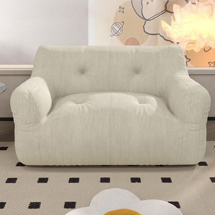 Contemporary Scandinavian Corduroy Rectangular Sofa 2-Seater With Armrest &amp; Backrest For Living Room
