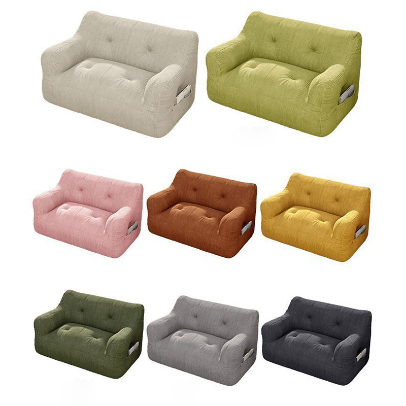 Contemporary Scandinavian Corduroy Rectangular Sofa 2-Seater With Armrest &amp; Backrest For Living Room