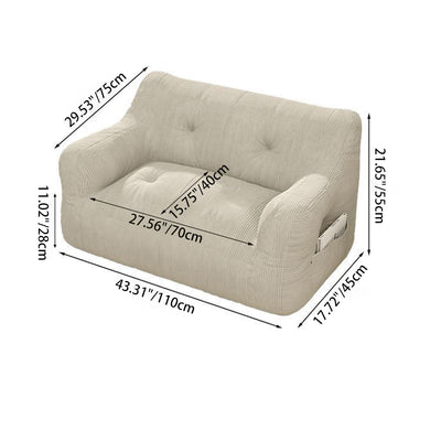 Contemporary Scandinavian Corduroy Rectangular Sofa 2-Seater With Armrest & Backrest For Living Room