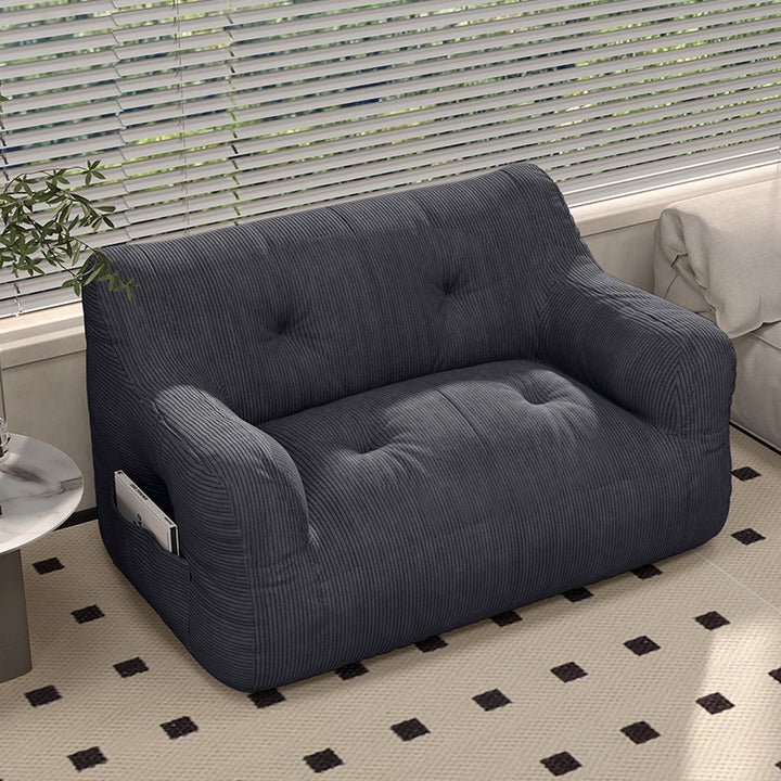 Contemporary Scandinavian Corduroy Rectangular Sofa 2-Seater With Armrest &amp; Backrest For Living Room