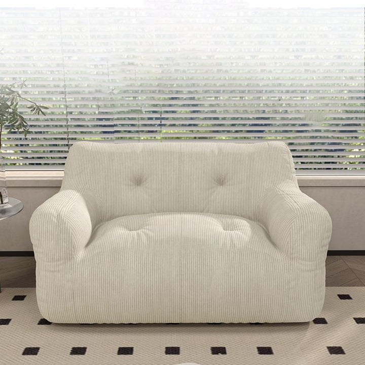 Contemporary Scandinavian Corduroy Rectangular Sofa 2-Seater With Armrest &amp; Backrest For Living Room