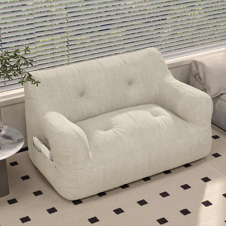Contemporary Scandinavian Corduroy Rectangular Sofa 2-Seater With Armrest &amp; Backrest For Living Room