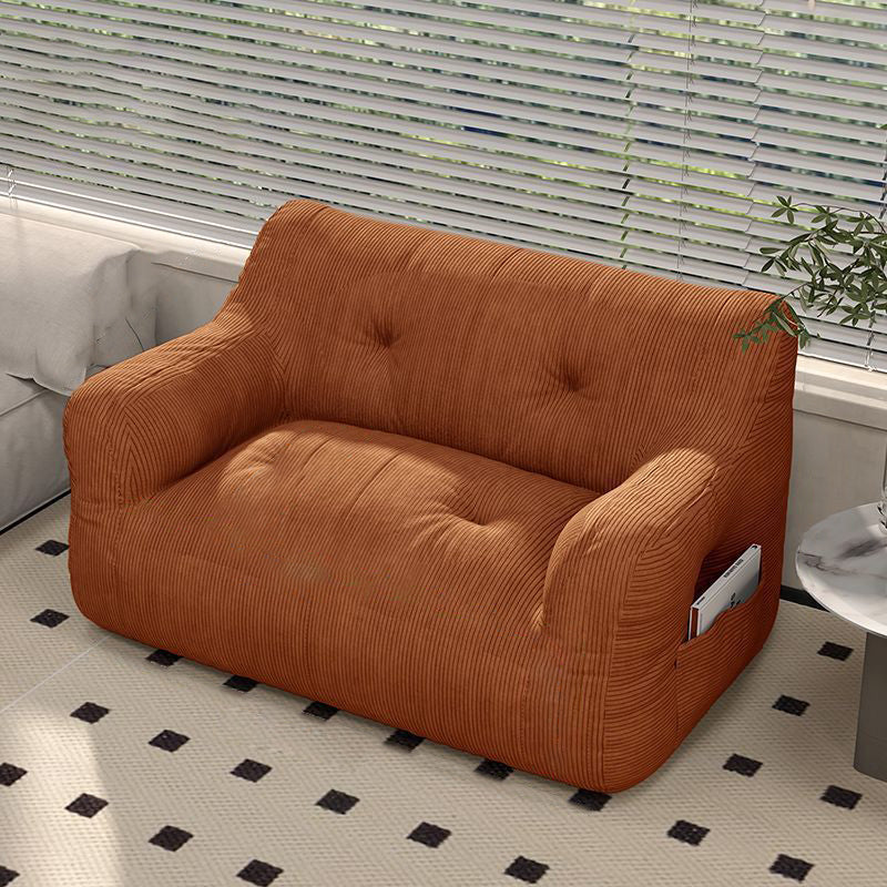 Contemporary Scandinavian Corduroy Rectangular Sofa 2-Seater With Armrest &amp; Backrest For Living Room