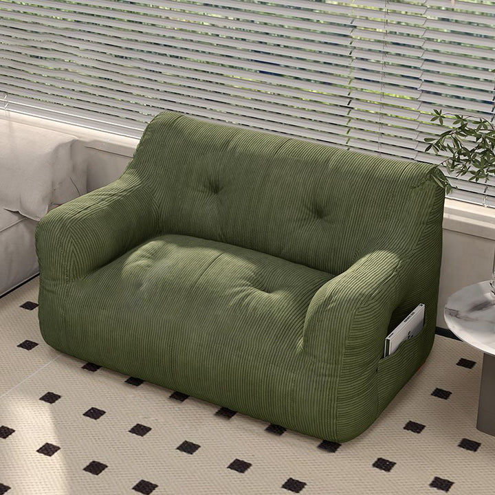 Contemporary Scandinavian Corduroy Rectangular Sofa 2-Seater With Armrest &amp; Backrest For Living Room