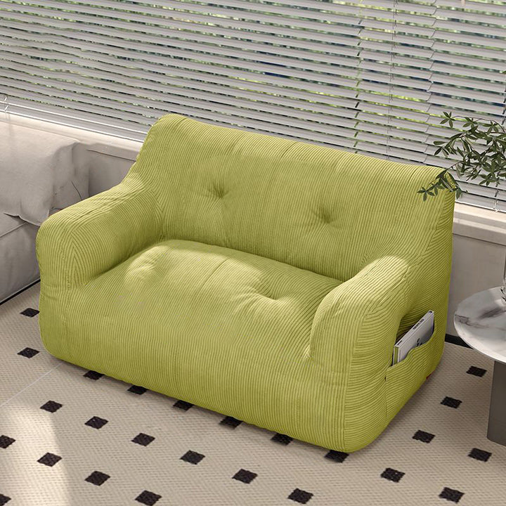 Contemporary Scandinavian Corduroy Rectangular Sofa 2-Seater With Armrest &amp; Backrest For Living Room
