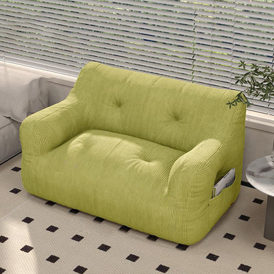 Contemporary Scandinavian Corduroy Rectangular Sofa 2-Seater With Armrest & Backrest For Living Room