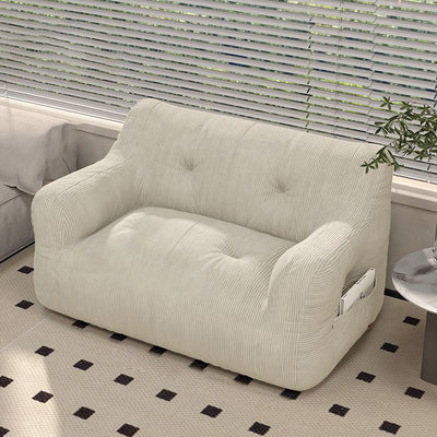Contemporary Scandinavian Corduroy Rectangular Sofa 2-Seater With Armrest & Backrest For Living Room