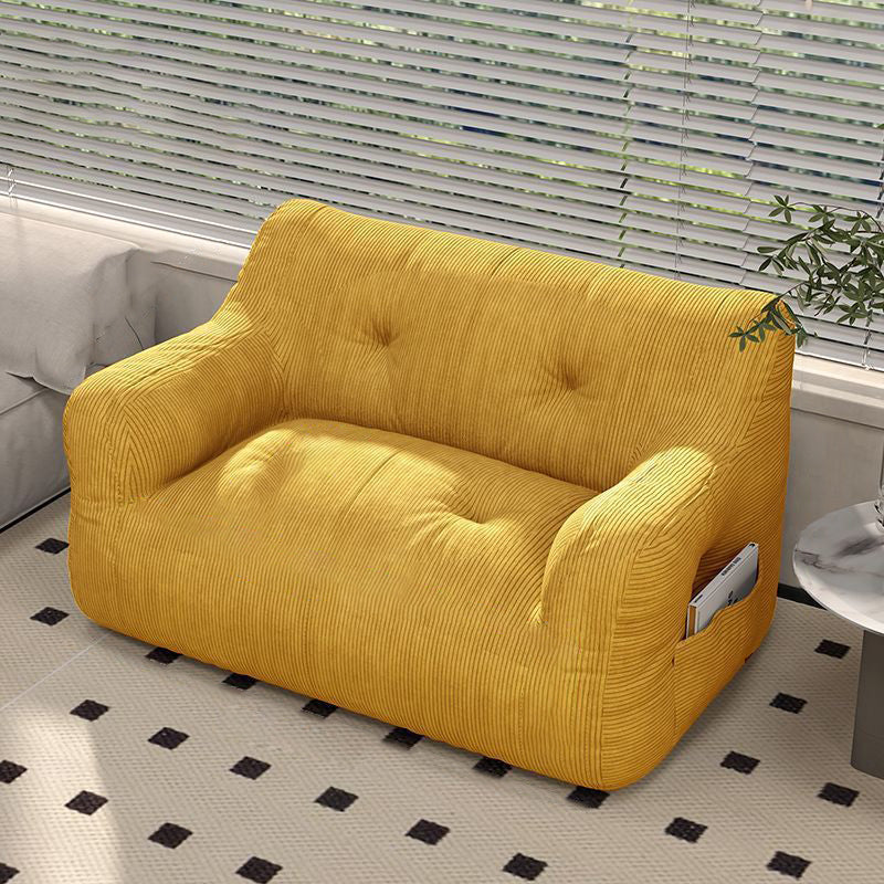 Contemporary Scandinavian Corduroy Rectangular Sofa 2-Seater With Armrest &amp; Backrest For Living Room