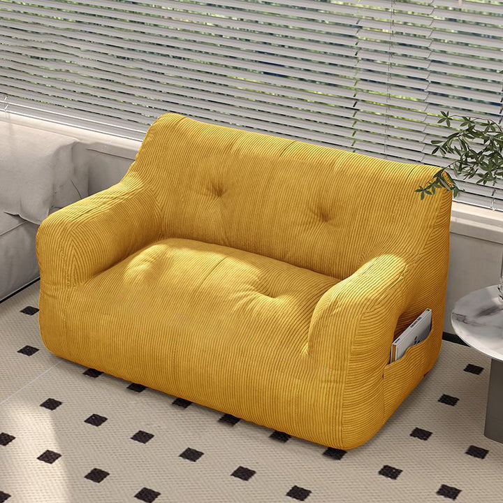 Contemporary Scandinavian Corduroy Rectangular Sofa 2-Seater With Armrest &amp; Backrest For Living Room
