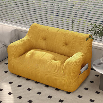 Contemporary Scandinavian Corduroy Rectangular Sofa 2-Seater With Armrest & Backrest For Living Room