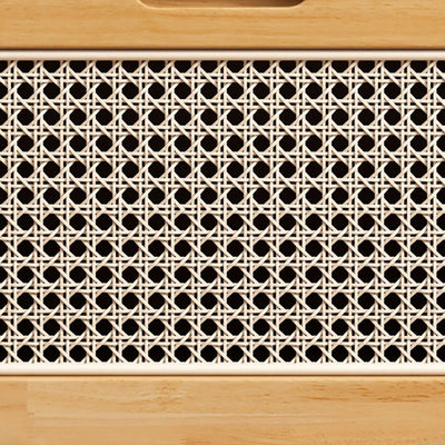 Contemporary Creative Solid Wood Rattan Robot-Shaped Nightstand 2-Drawer For Bedroom