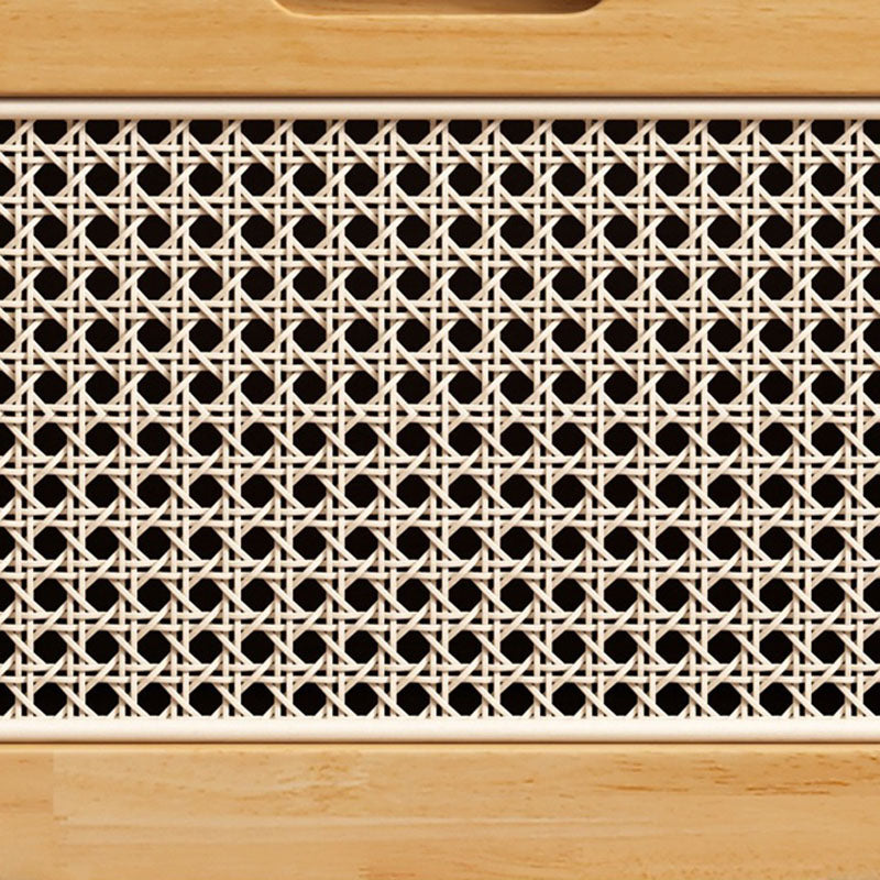 Contemporary Creative Solid Wood Rattan Robot-Shaped Nightstand 2-Drawer For Bedroom