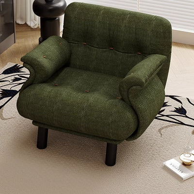 Contemporary Scandinavian Sherpa Solid Wood Curved Rectangle Accent Chair With Armrests Backrest For Living Room