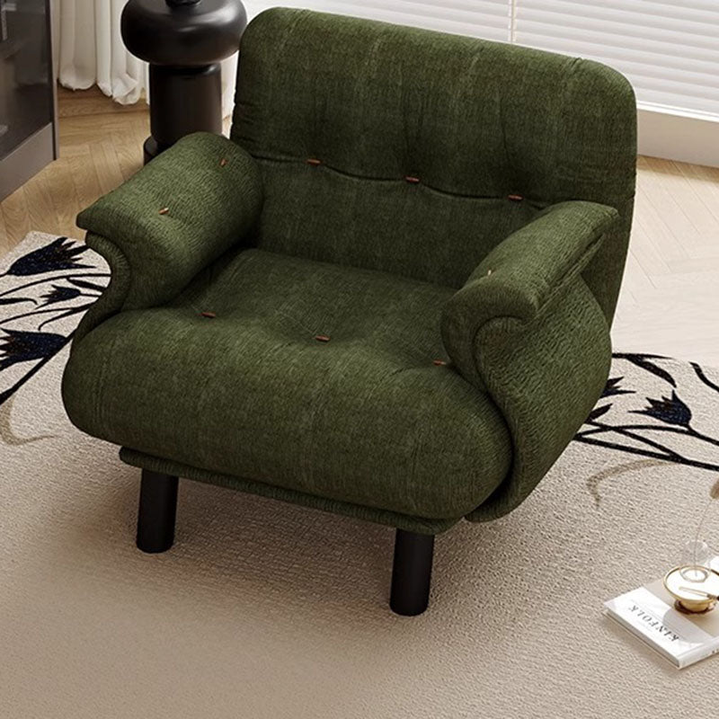 Contemporary Scandinavian Sherpa Solid Wood Curved Rectangle Accent Chair With Armrests Backrest For Living Room