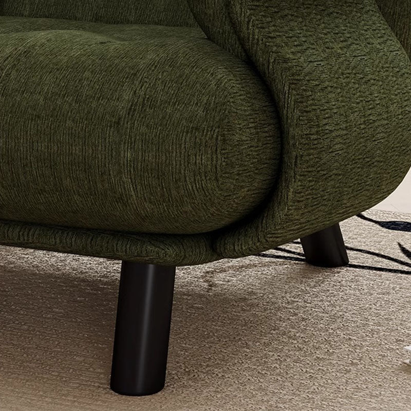 Contemporary Scandinavian Sherpa Solid Wood Curved Rectangle Accent Chair With Armrests Backrest For Living Room