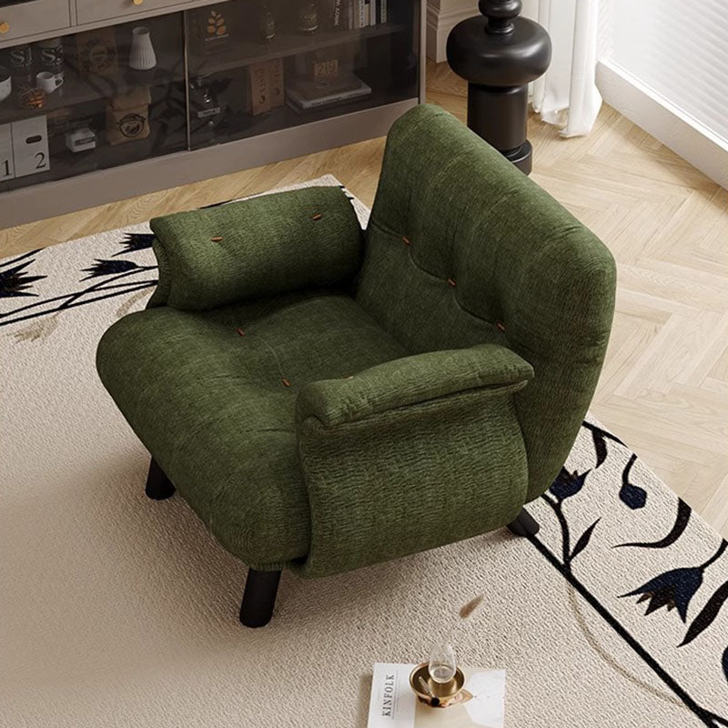 Contemporary Scandinavian Sherpa Solid Wood Curved Rectangle Accent Chair With Armrests Backrest For Living Room