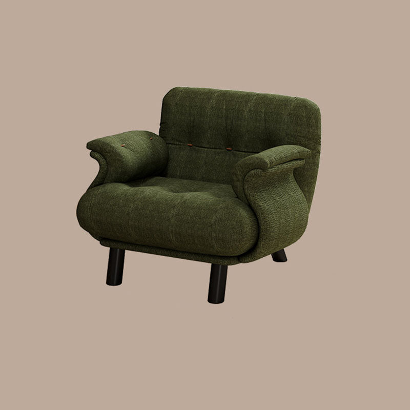 Contemporary Scandinavian Sherpa Solid Wood Curved Rectangle Accent Chair With Armrests Backrest For Living Room