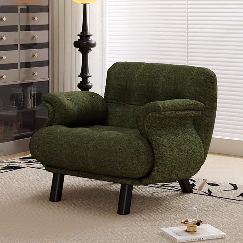 Contemporary Scandinavian Sherpa Solid Wood Curved Rectangle Accent Chair With Armrests Backrest For Living Room