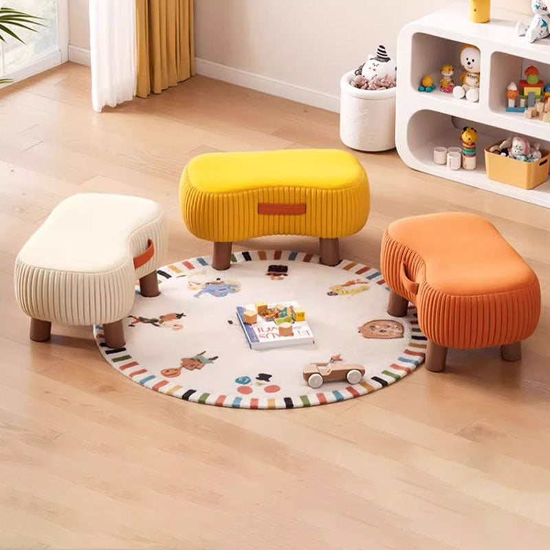 Contemporary Scandinavian Tech Fabric Solid Wood Soap-Shaped Cylinder Low Stool For Living Room