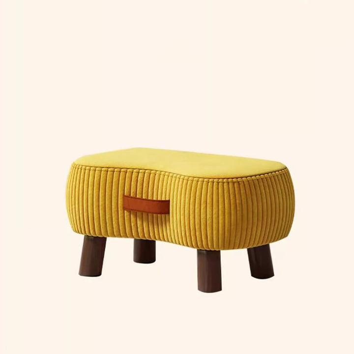 Tabouret bas cylindrique en bois massif de style scandinave contemporain, en tissu technique uni, en forme de savon, pour salon 