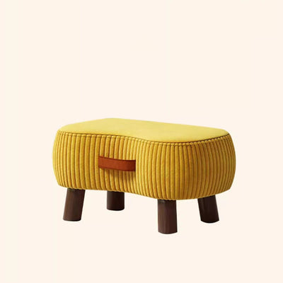 Contemporary Scandinavian Tech Fabric Solid Wood Soap-Shaped Cylinder Low Stool For Living Room