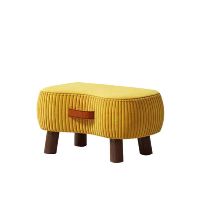 Contemporary Scandinavian Tech Fabric Solid Wood Soap-Shaped Cylinder Low Stool For Living Room