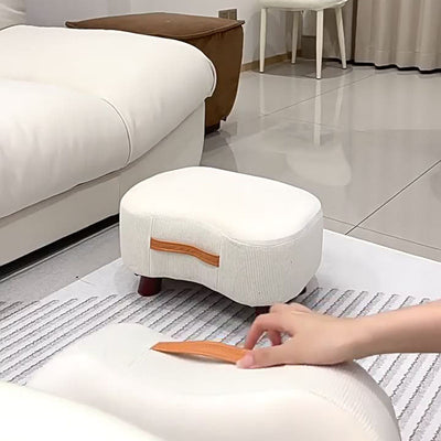 Contemporary Scandinavian Tech Fabric Solid Wood Soap-Shaped Cylinder Low Stool For Living Room