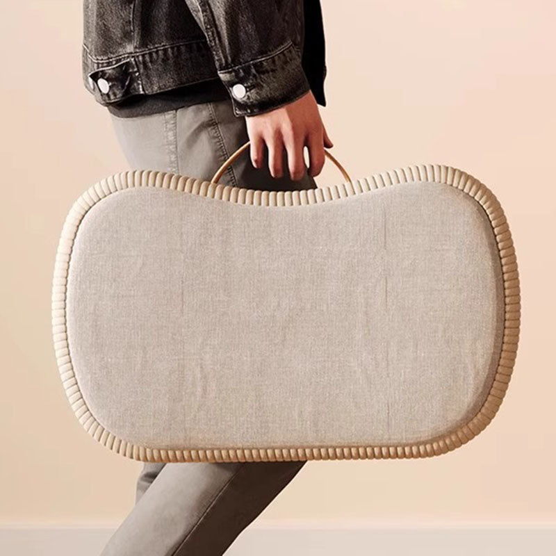 Contemporary Scandinavian Tech Fabric Solid Wood Soap-Shaped Cylinder Low Stool For Living Room