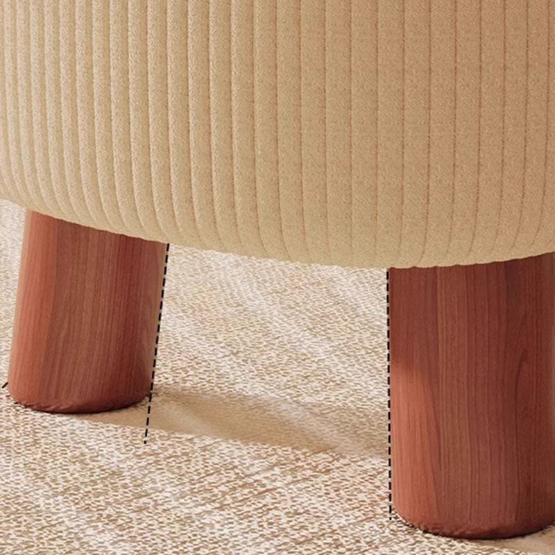 Contemporary Scandinavian Tech Fabric Solid Wood Soap-Shaped Cylinder Low Stool For Living Room