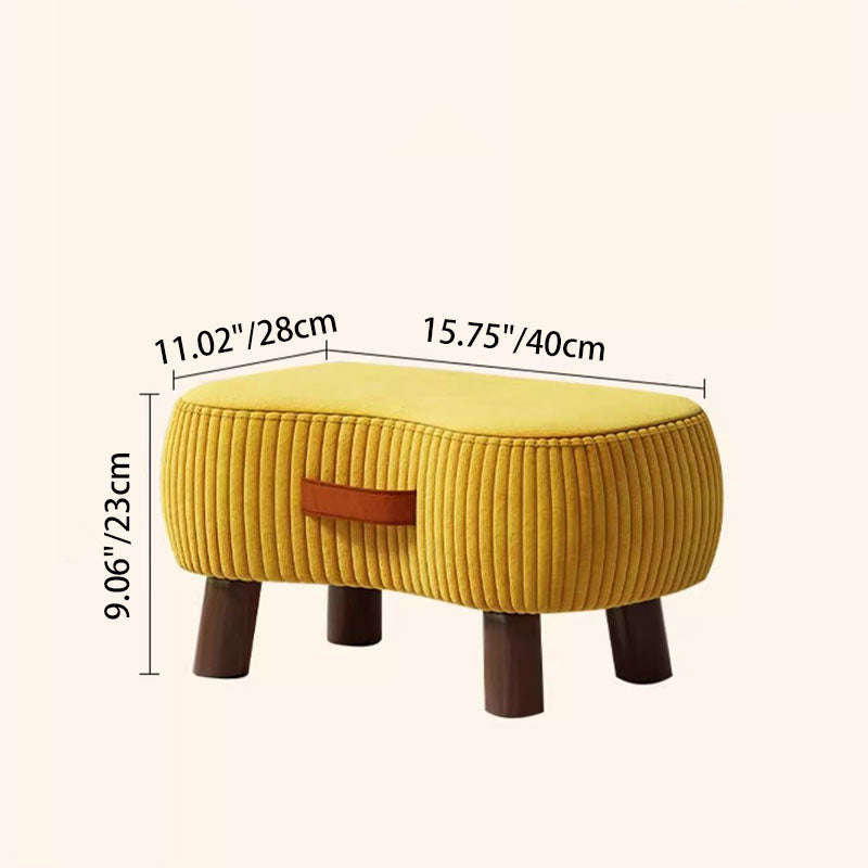 Contemporary Scandinavian Tech Fabric Solid Wood Soap-Shaped Cylinder Low Stool For Living Room