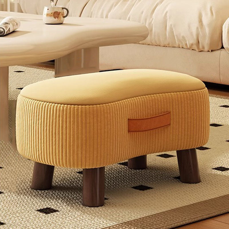 Contemporary Scandinavian Tech Fabric Solid Wood Soap-Shaped Cylinder Low Stool For Living Room