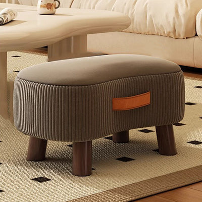 Contemporary Scandinavian Tech Fabric Solid Wood Soap-Shaped Cylinder Low Stool For Living Room