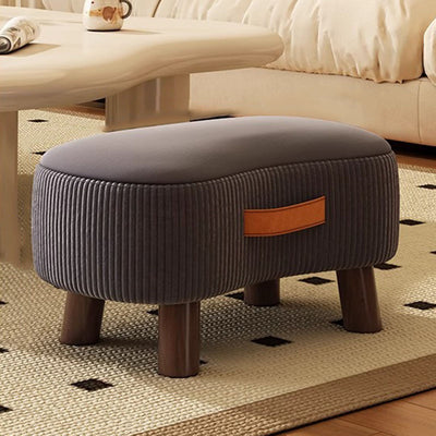 Contemporary Scandinavian Tech Fabric Solid Wood Soap-Shaped Cylinder Low Stool For Living Room