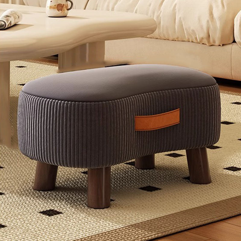 Contemporary Scandinavian Tech Fabric Solid Wood Soap-Shaped Cylinder Low Stool For Living Room