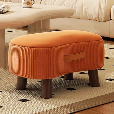 Contemporary Scandinavian Tech Fabric Solid Wood Soap-Shaped Cylinder Low Stool For Living Room