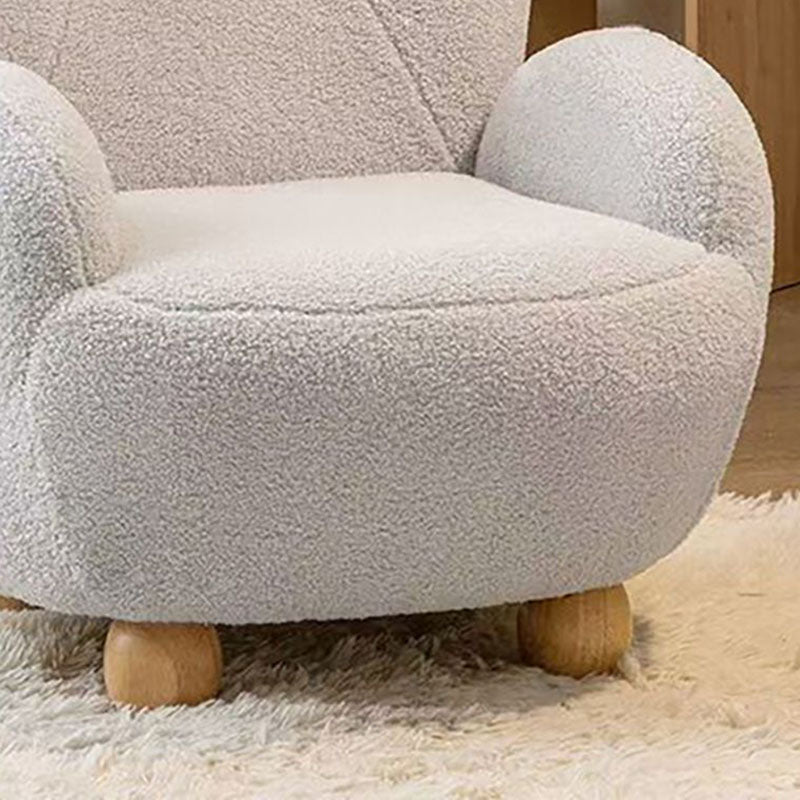 Modern Art Deco Sherpa Fabric Mixed Hardwood Bear-Shaped Accent Chair With Armrests &amp; Backrest For Living Room