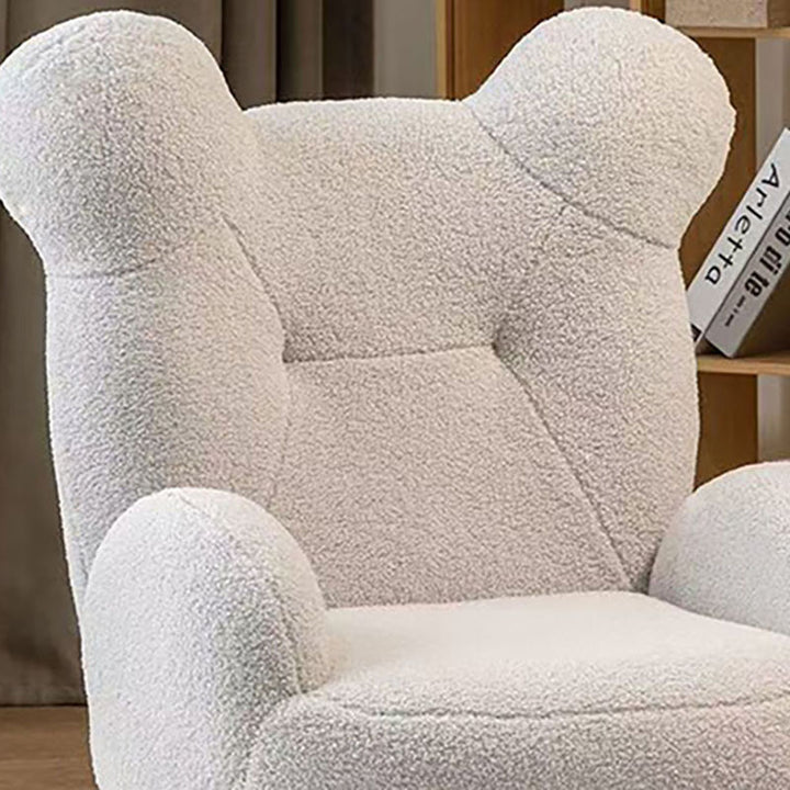 Modern Art Deco Sherpa Fabric Mixed Hardwood Bear-Shaped Accent Chair With Armrests &amp; Backrest For Living Room