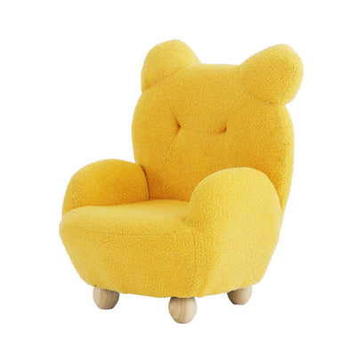 Modern Art Deco Lambswool Solid Wood Bear-Shaped Accent Chair With Armrests & Backrest For Living Room
